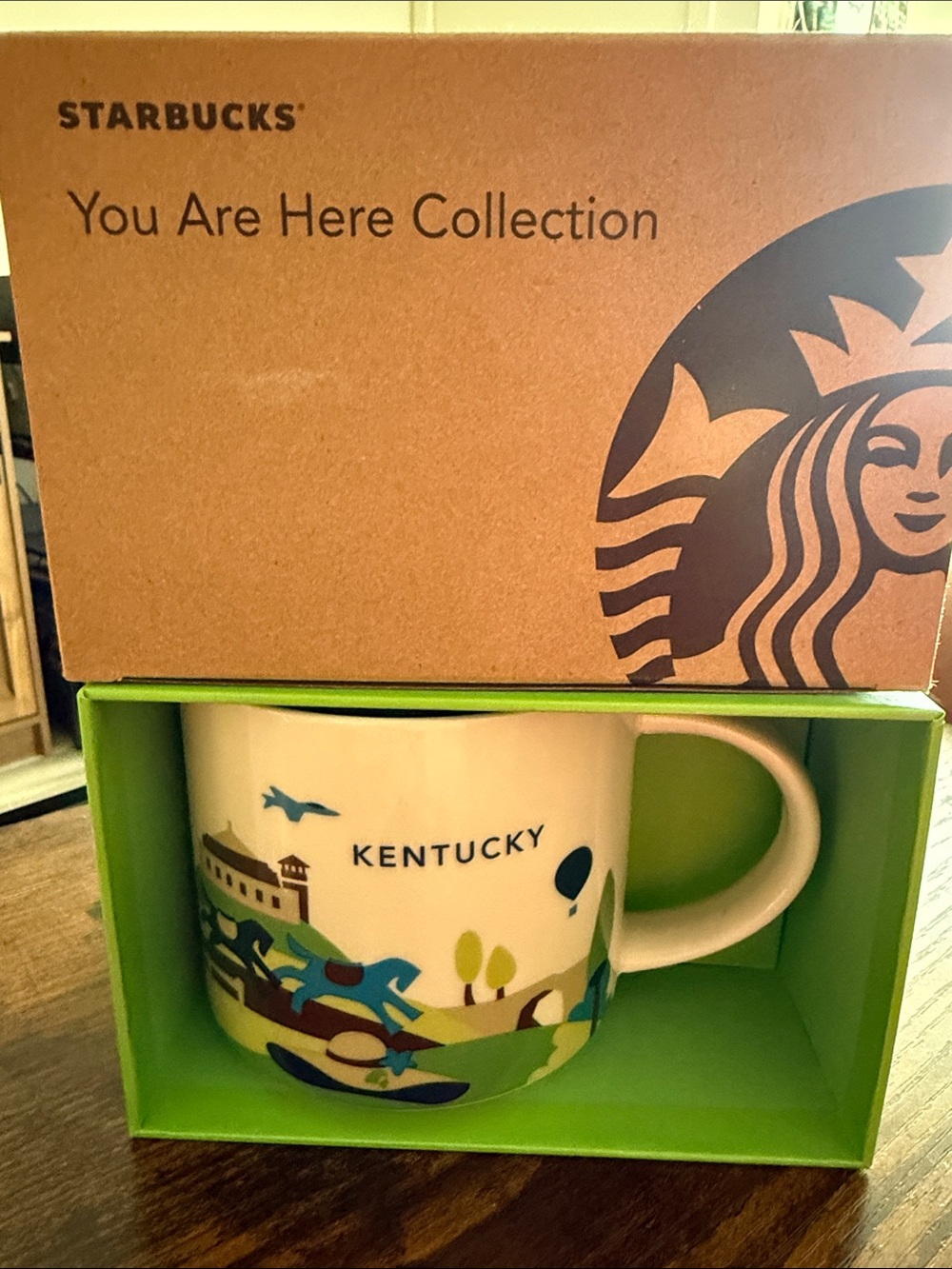 Starbucks Kentucky State Ceramic Mug with Green Interior
